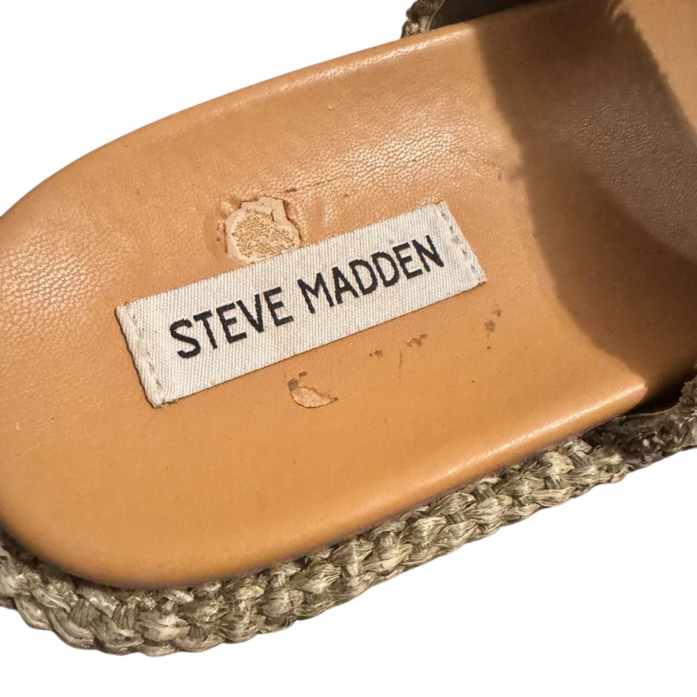 Steve Madden Karrigan Light Olive Raffia Sandals Size 9 - Picture 6 of 14